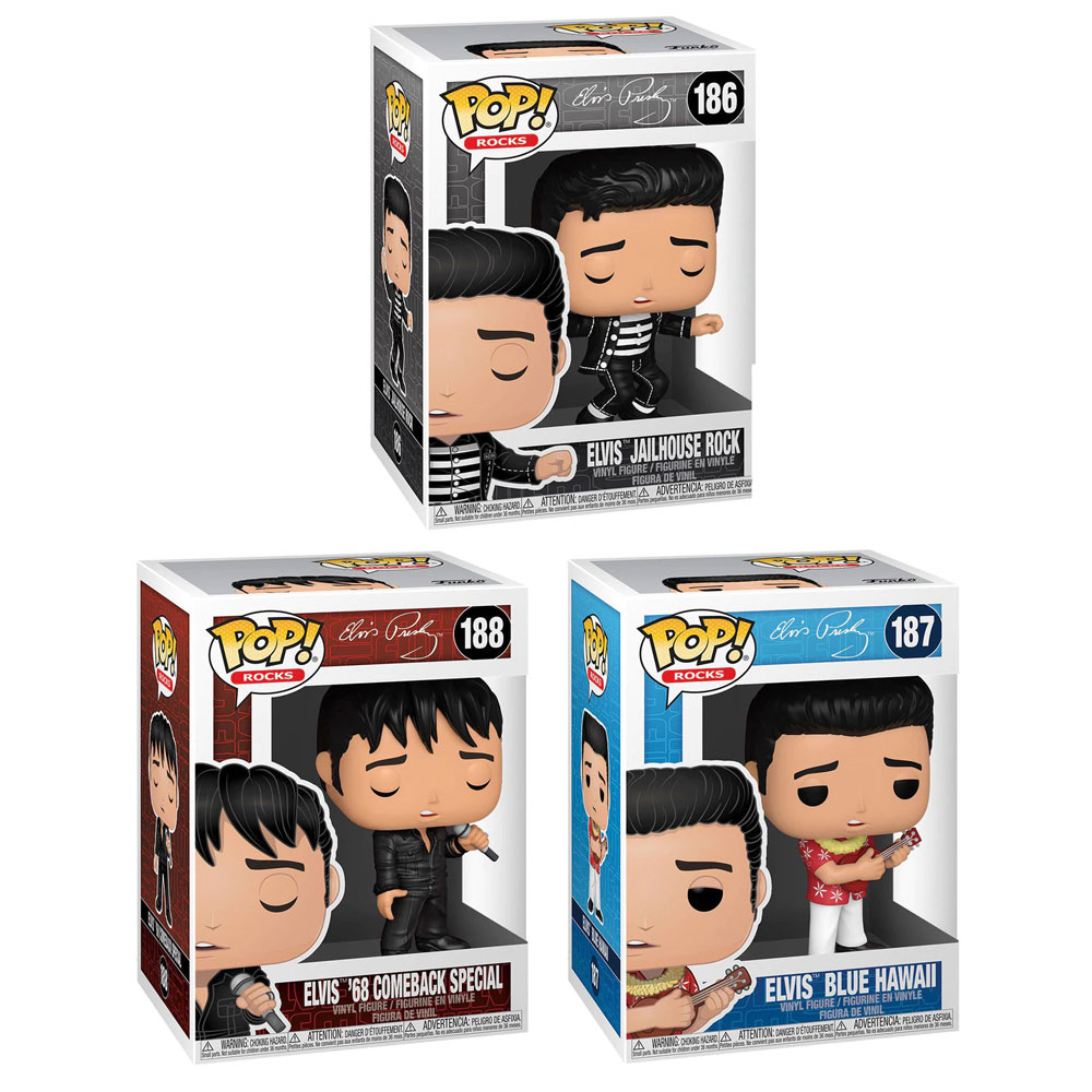 Funko POP! Rocks Vinyl Figures - SET OF 3 ELVIS (Jailhouse Rock, Blue Hawaii +1)