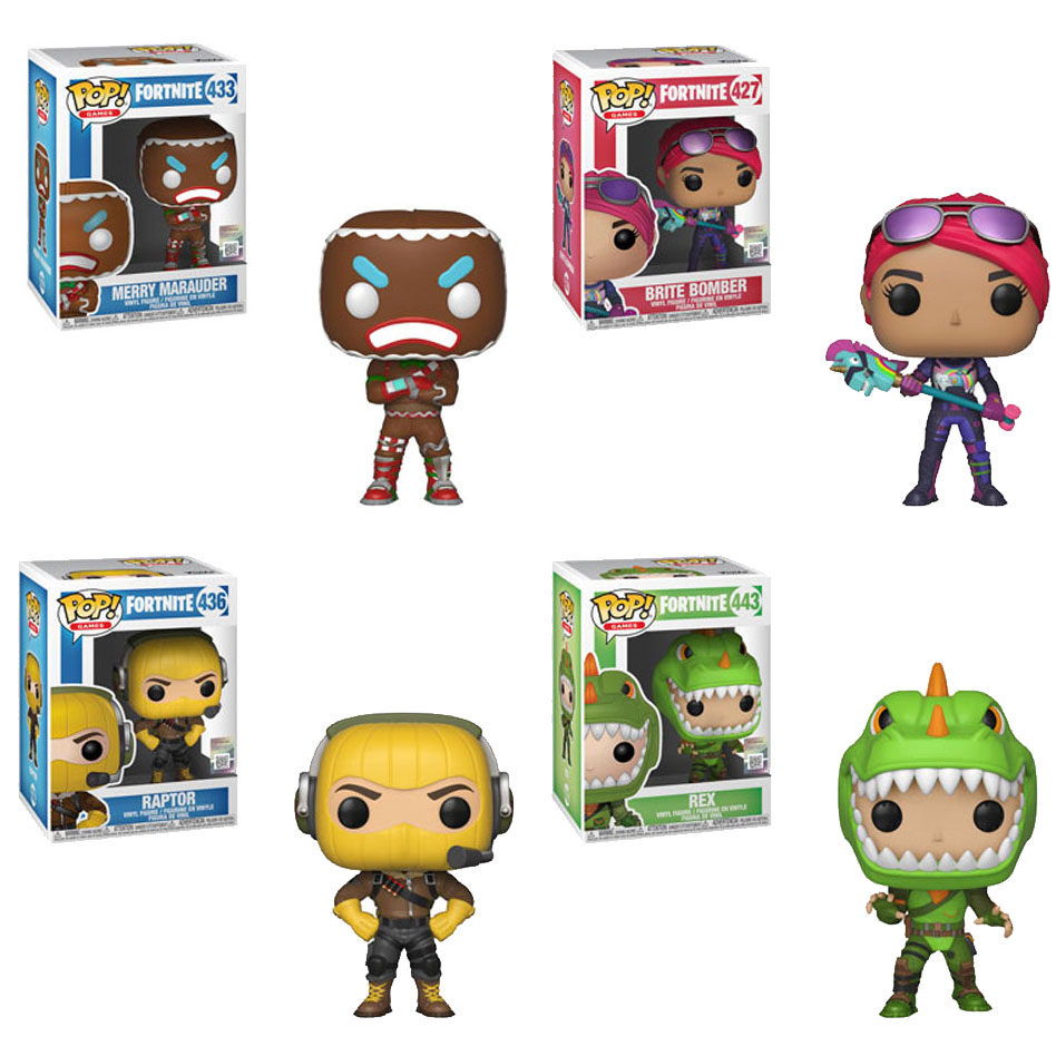 Funko POP! Games - Fortnite S1 Vinyl Figures - SET OF 4 (Raptor, Rex, Merry Marauder & Brite Bomber)