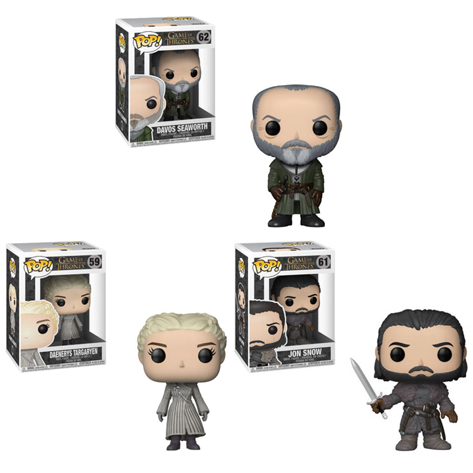 Funko POP! Television - Game of Thrones S8 Vinyl Figures - SET OF 3 (Davos, Daenerys & Jon)