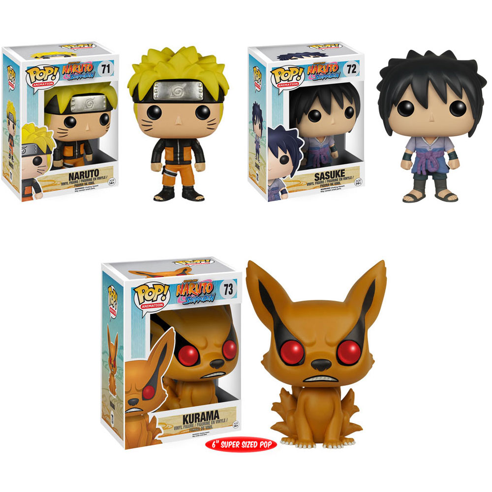 Funko POP! Animation - Naruto - Vinyl Figures - SET OF 3 (Naruto, Sasuke & Kurama)