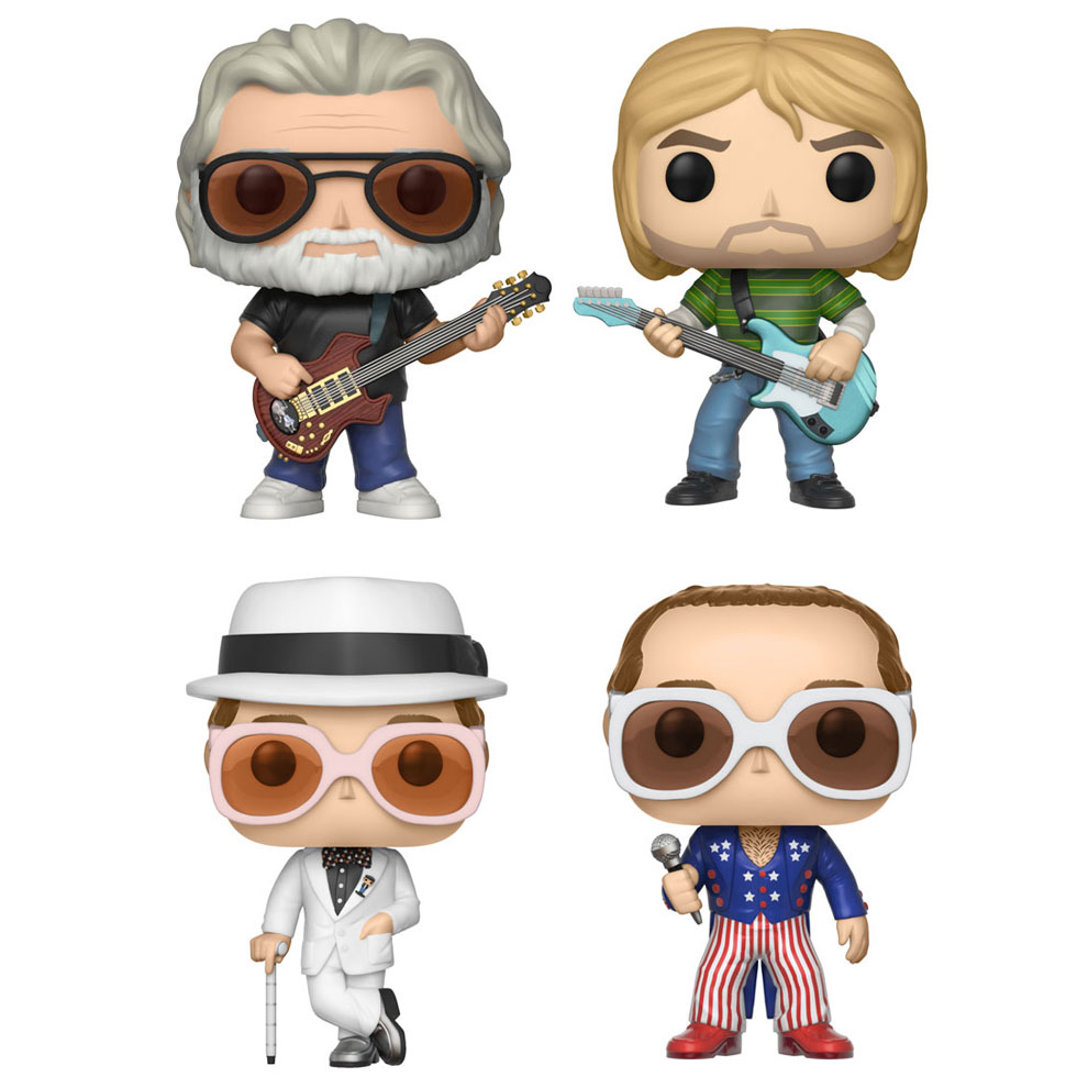 Funko POP! Rocks S3 Vinyl Figures - SET OF 4 (Cobain, Garcia & 2 Elton John's)