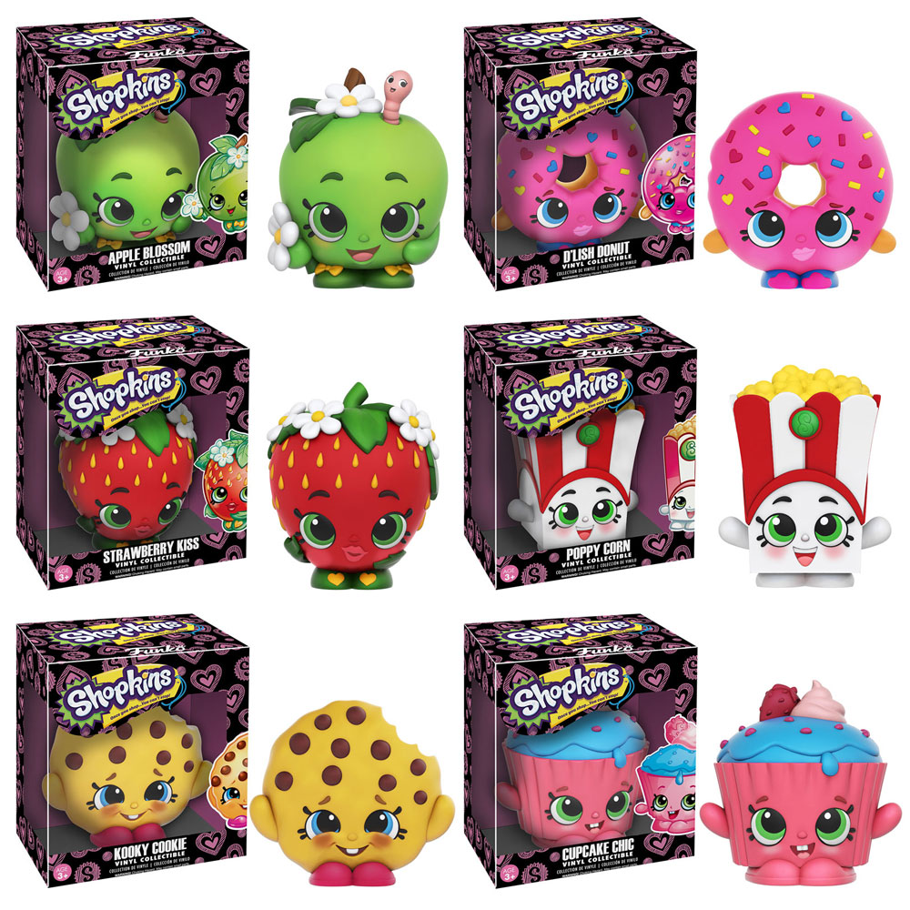 Funko Shopkins Collectible Figures - Series 1 - SET OF 6 (Cupcake Chic, Kooky Cookie, Strawberry Kis