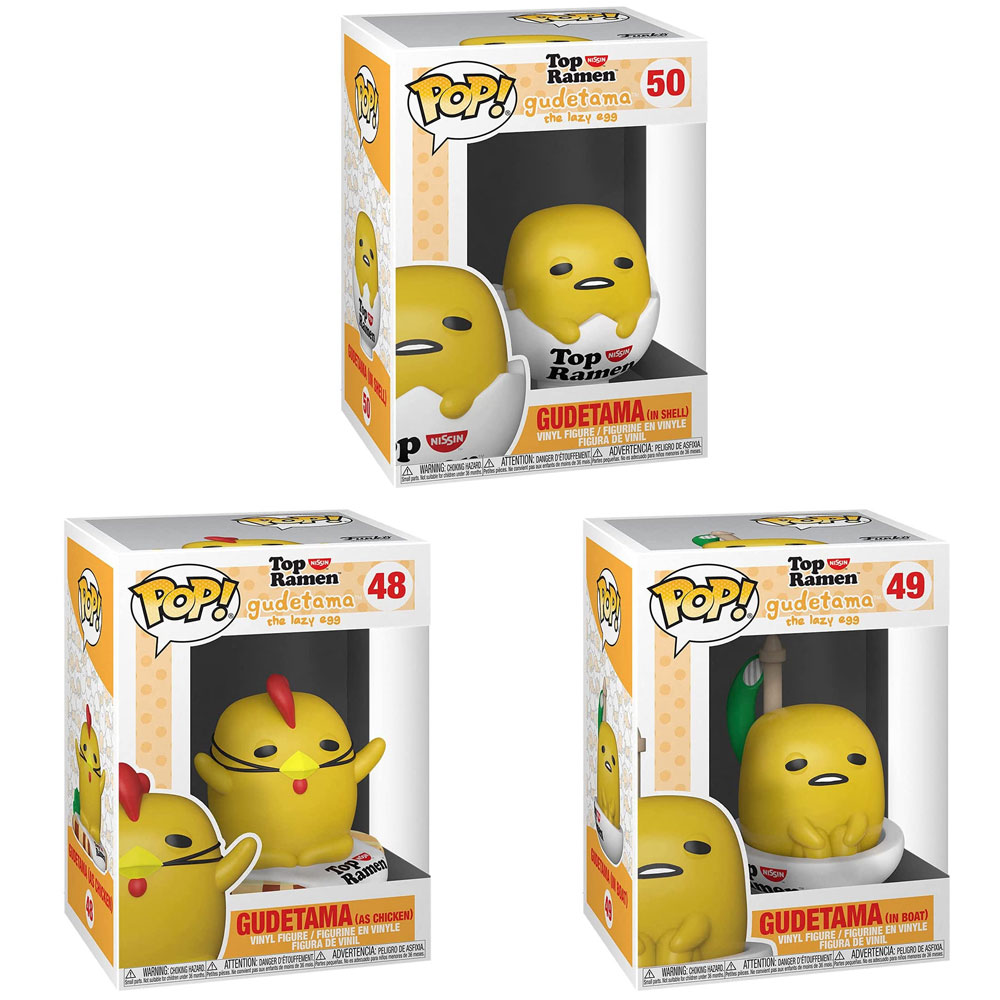 Funko POP! Sanrio - Top Ramen: Gudetama the lazy egg Vinyl Figures - SET OF 3 GUDETAMA