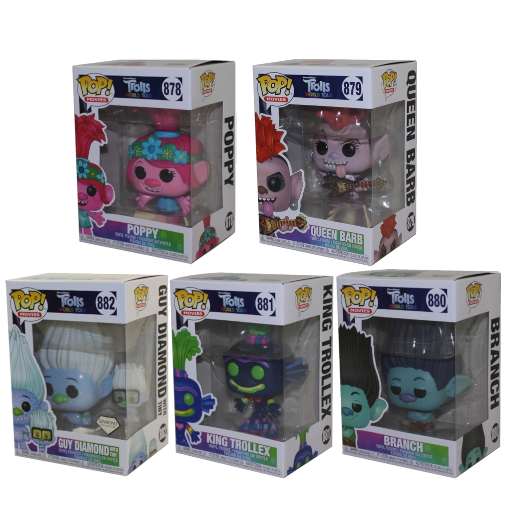 Funko POP! Movies - Trolls World Tour Vinyl Figures - SET OF 5 (Poppy, Queen Barb, Branch +2)