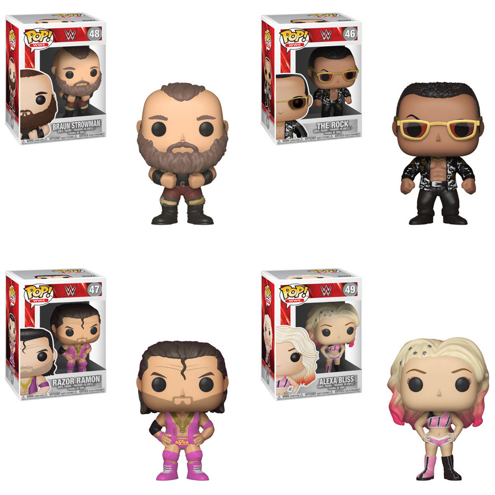 Funko POP! WWE Wave 7 Vinyl Figures - SET OF 4 (Razor, Rock, Alexa & Braun)