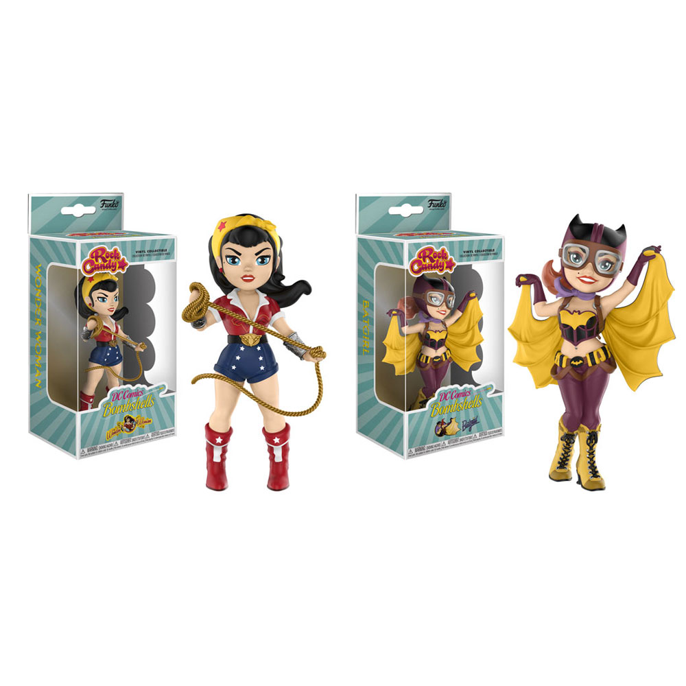 Funko Rock Candy - DC Bombshells S1 Vinyl Figures - SET OF 2 (Wonder Woman & Batgirl)