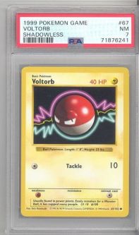 PSA 7 - Pokemon Card - Base 67/102 - VOLTORB (common) *Shadowless* - NM