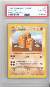 PSA 6 - Pokemon Card - Base 19/102 - DUGTRIO (rare) *Shadowless* - EX-MT