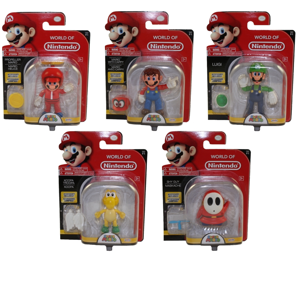 Jakks Pacific Toys - World of Nintendo Wave 13 Figures - SET OF 5 (Luigi, Shy Guy, Koopa +2)(4 inch)