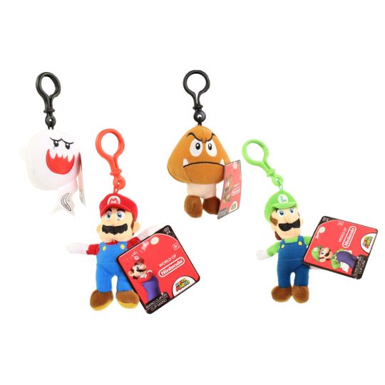Jakks Pacific Toys World Of Nintendo Plush Clip W1 Set Of 4 Mario Luigi Goomba Boo 5 In toystore Com Toys Plush Trading Cards Action Figures Games Online