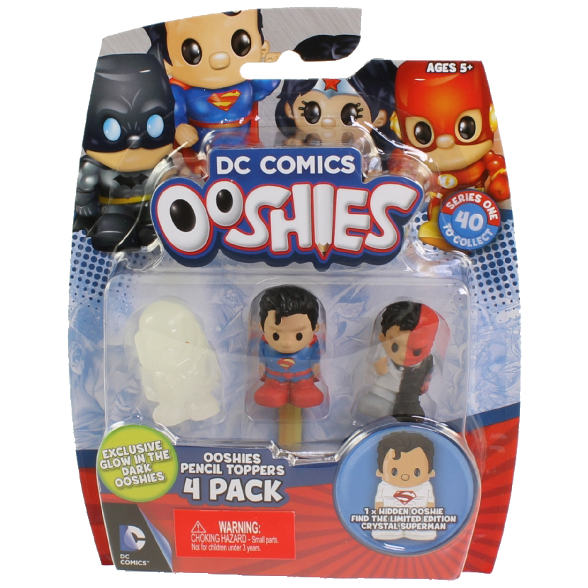 Jakks Pacific Toys - Ooshies Pencil Toppers - DC Comics S1 - 4-PACK (Superman, Glow Lex Luthor +2)