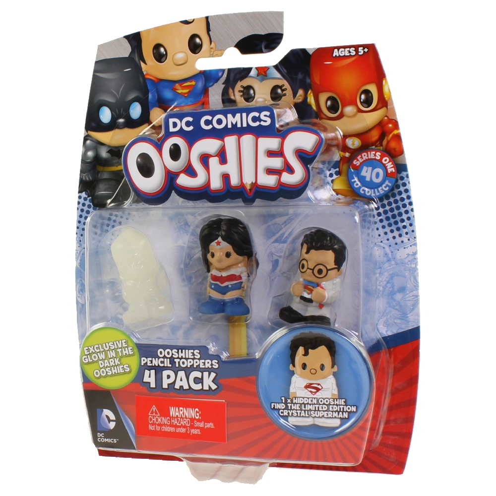Jakks Pacific Toys - Ooshies Pencil Toppers - DC Comics S1 - 4-PACK (Wonder Woman, Glow Grn Arrow +2
