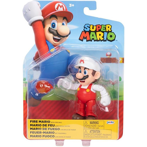Jakks Pacific Toys - Super Mario Figure Pack - FIRE MARIO with Fire Ball (4 inch)