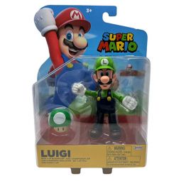 Jakks Pacific Toys - Super Mario Figure Pack - LUIGI with 1-Up Mushroom (4 inch)