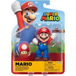 Jakks Pacific Toys - Super Mario Figure Pack - MARIO with Super Mushroom (4 inch)
