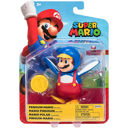 Jakks Pacific Toys - Super Mario Figure Pack - PENGUIN MARIO with Coin (4 inch)