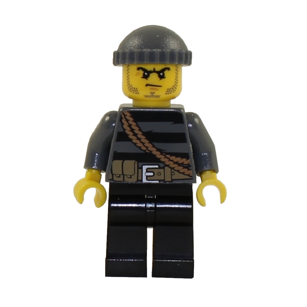 LEGO Minifigure - City - BURGLAR (Gray Knit Cap & Stubble)