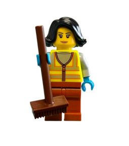 LEGO Minifigure - City - RECYCLING WORKER with Broom (Female)