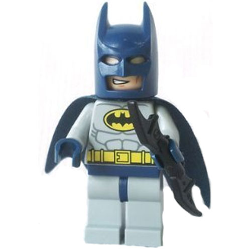 LEGO Minifigure - DC Comics Super Heroes - BATMAN with Cape & Batarang (Gray Suit & Blue Cowl)