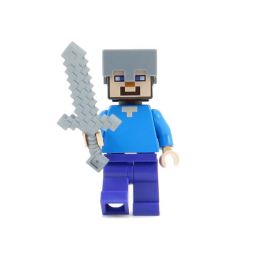 LEGO Minifigure - Minecraft - STEVE with Iron Helmet & Sword