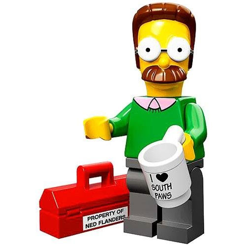 LEGO Minifigure - The Simpsons - NED FLANDERS with Coffee Mug & Toolbox