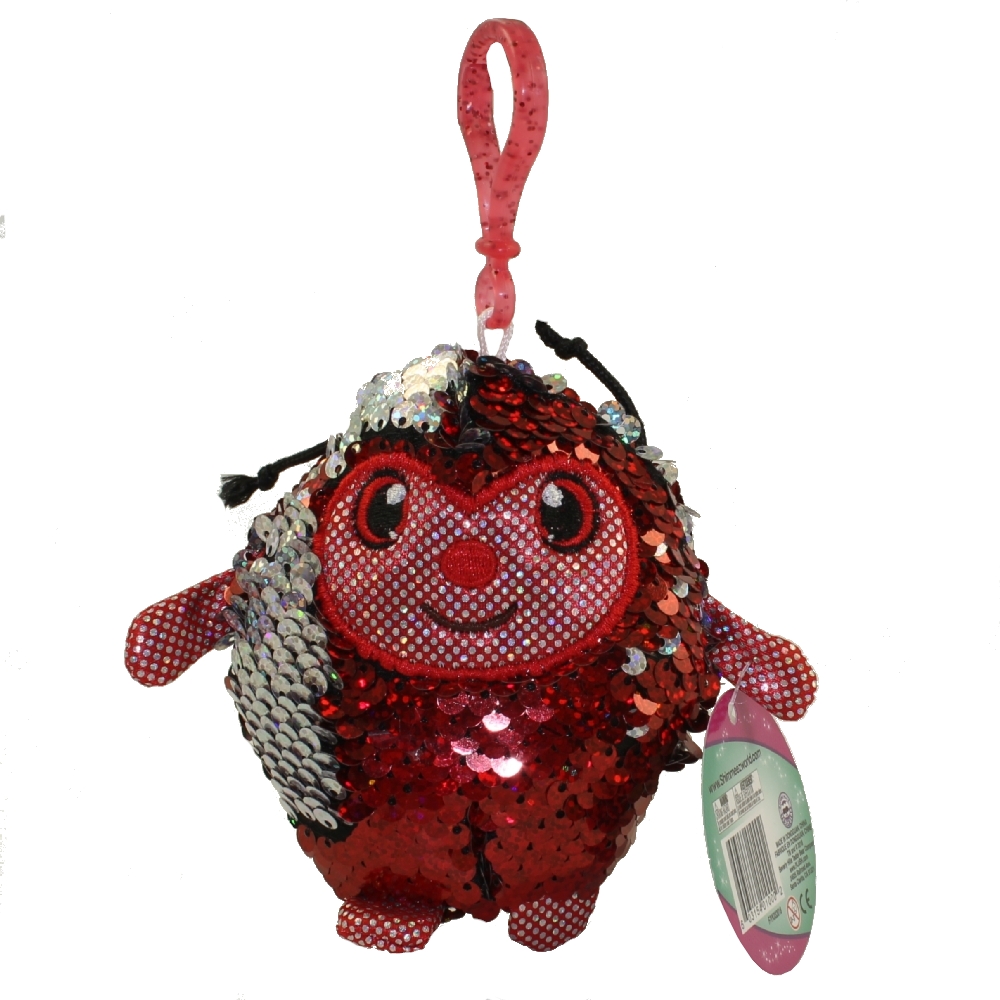 License 2 Play - Shimmeez Sequin Plush - LADYBUG (Red & Silver)(Plastic Key Clip - 3.5 inch)