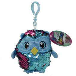 License 2 Play - Shimmeez Sequin Plush - OWL (Purple & Blue)(Plastic Key Clip - 3.5 inch)