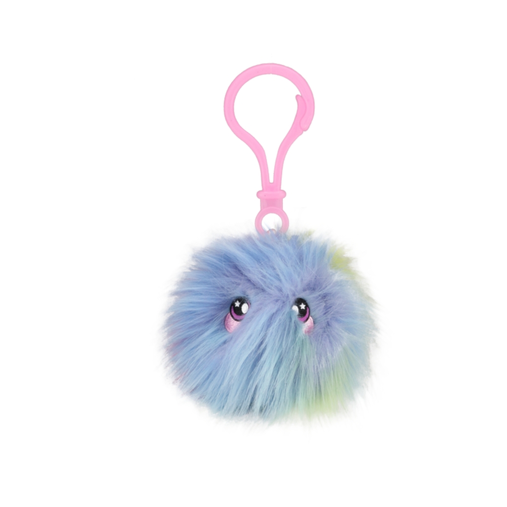 License 2 Play - Squeezamals Scented Plush - LONG HAIR FUZZBALL (Rainbow)(Plastic Key Clip - 2.5 in)