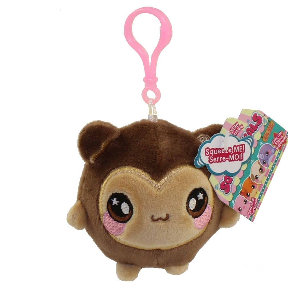 License 2 Play - Squeezamals Scented Plush - MILA the Monkey (Plastic Key Clip - 2.5 inch)