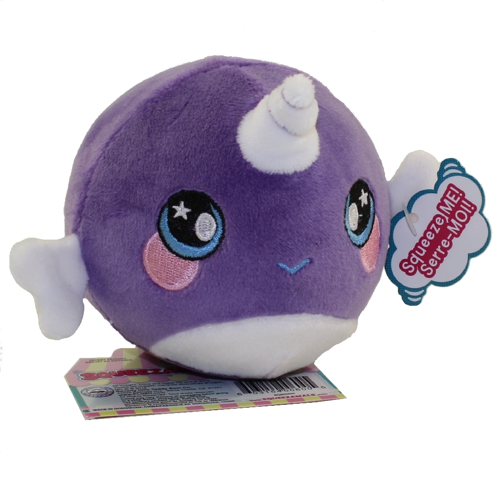 License 2 Play - Squeezamals Scented Plush - NELLIE the Narwhal (Small - 3.5 inch)