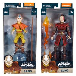 McFarlane Action Figures - Nickelodeon's Avatar the Last Airbender - SET OF 2 (Aang & Zuko)(7 inch)