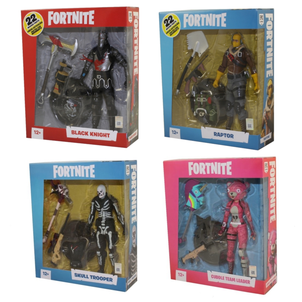 McFarlane Toys Action Figures - Fortnite S1 - SET OF 4 (Raptor, Black Knight, Skull Trooper +1)