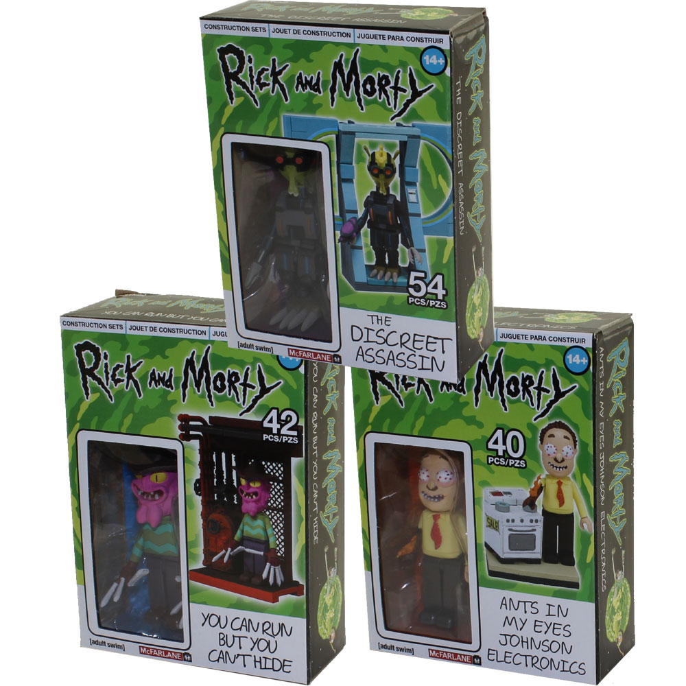 McFarlane Toys Building Micro Sets - Rick and Morty - SET OF 3 (Discreet Assassin, You can Run & Ant