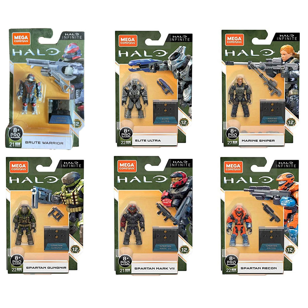 MEGA Construx - Halo Infinite S1 Micro Action Figures - SET OF 6 (Elite, Brute, Spartan Mark VII +3)