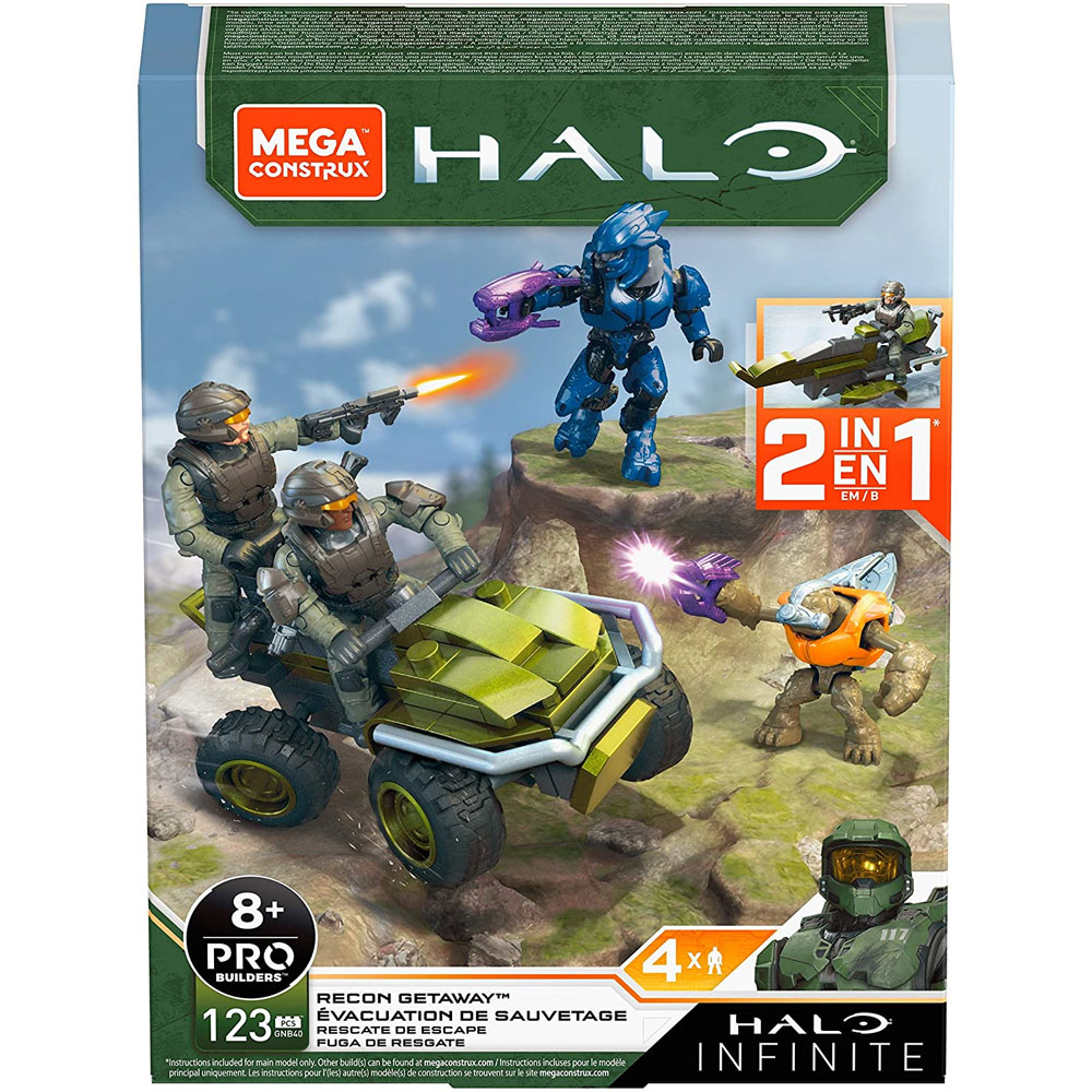 MEGA Construx Pro Builders - Halo Micro Action Figure Set - RECON GETAWAY (123 Pieces) GNB40