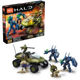 MEGA Construx - Halo Micro Action Figure Set - WARTHOG RUN (318 Pieces)(4 Figures, Vehicle & Weapons