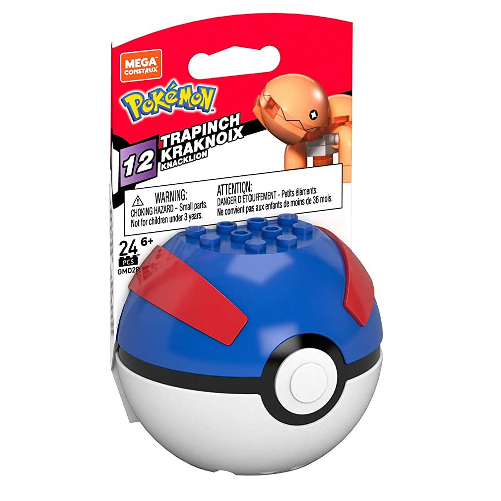 MEGA Construx - Pokemon Pokeball Set S12 - TRAPINCH in Great Poke Ball (24 Pieces) GMD28