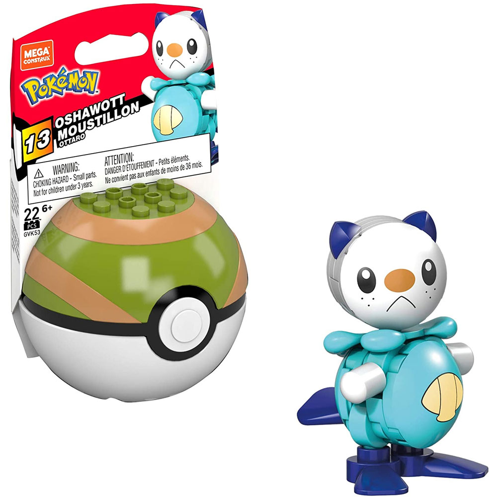 MEGA Construx - Pokemon Pokeball Set S13 - OSHAWOTT in Nest Ball (22 Pieces) GVK53