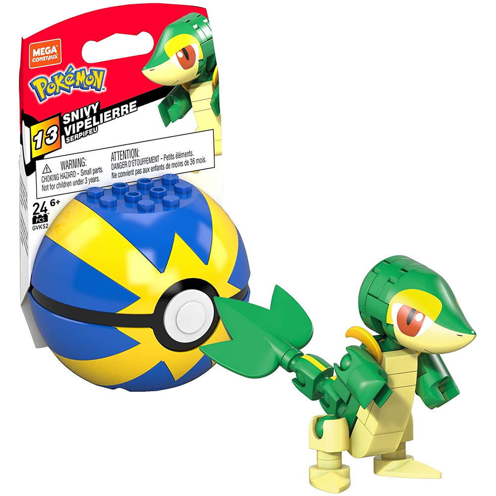 MEGA Construx - Pokemon Pokeball Set S13 - SNIVY in Quick Ball (24 Pieces) GVK52