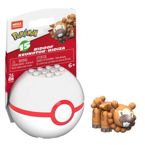 MEGA Construx - Pokemon Pokeball Set S15 - BIDOOF in Premier Ball (26 Pieces) HDW83