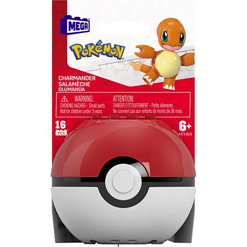 MEGA Construx - Pokemon Pokeball Evergreen S3 Set - CHARMANDER in Poke Ball (16 Pieces)[HTH94]