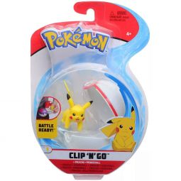 Jazwares - Pokemon Clip 'N' Go S1 Poke Ball & Figure - PIKACHU w/ Premier Ball (3 inch)