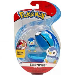 Jazwares - Pokemon Clip 'N' Go S4 Poke Ball & Figure - PIPLUP w/ Dive Ball (3 inch)
