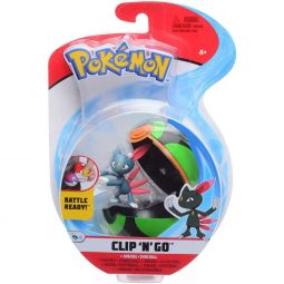 Jazwares - Pokemon Clip 'N' Go S5 Poke Ball & Figure - SNEASEL w/ Dusk Ball (3 inch)