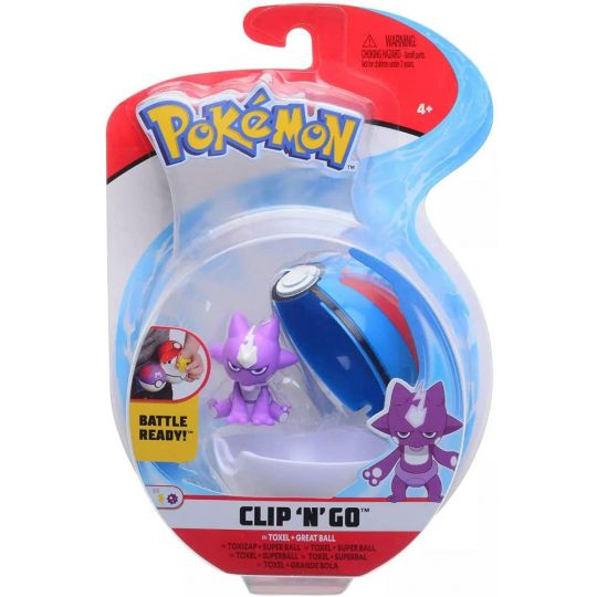 Jazwares - Clip 'N' Go S5 Poke Ball & Figure - TOXEL w/ Great Ball (3 inch): BBToyStore.com - Toys, Plush, Trading Cards, Action Figures online retail shop sale