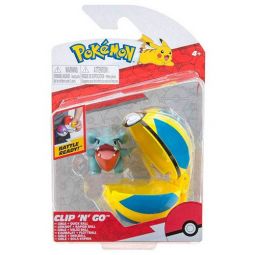 Jazwares - Pokemon Clip 'N' Go Poke Ball & Figure - GIBLE w/ Quick Ball (3 inch)