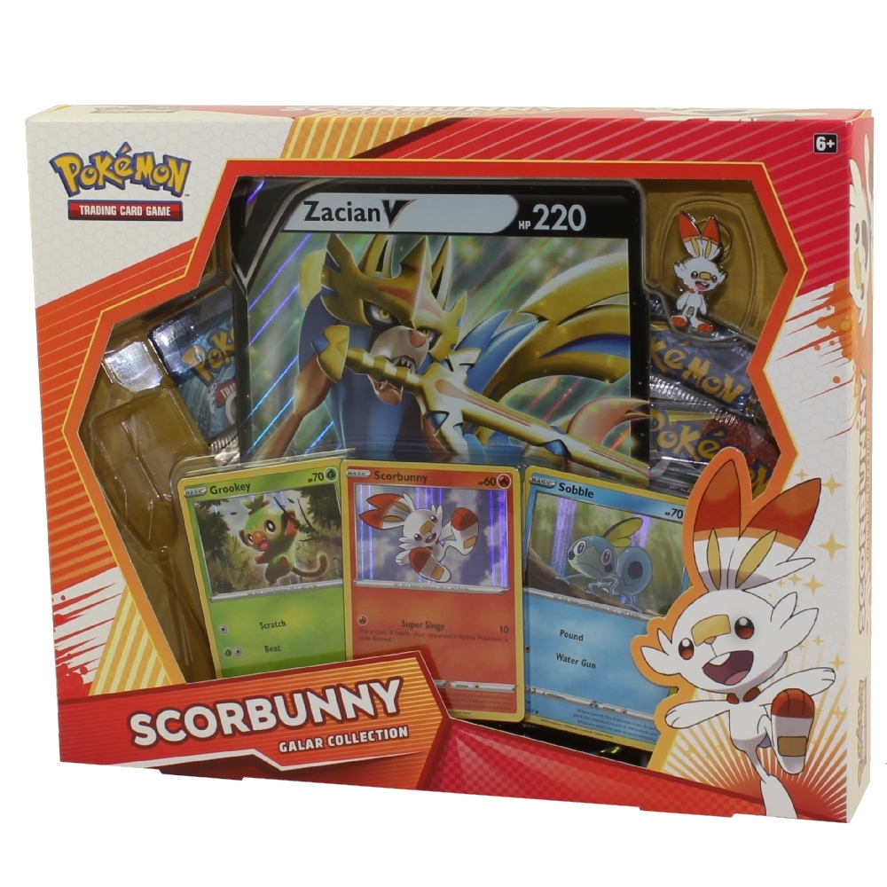 Pokemon Cards - Galar Collection - SCORBUNNY (3 Foils, 1 Oversize Foil, 4 Packs & 1 Pin)