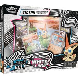Pokemon Cards - Black Bolt & White Flare Illustration Collection Box - VICTINI [4 Packs & 3 Foils]