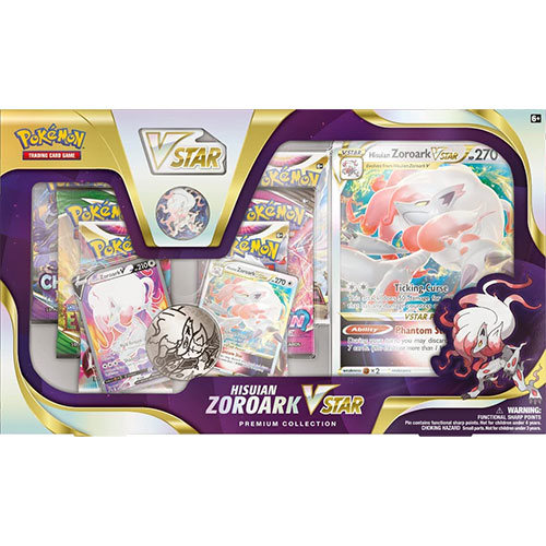 Pokemon Cards - HISUIAN ZOROARK VSTAR PREMIUM COLLECTION (6 Packs, Foils, Pin, Coin & More)