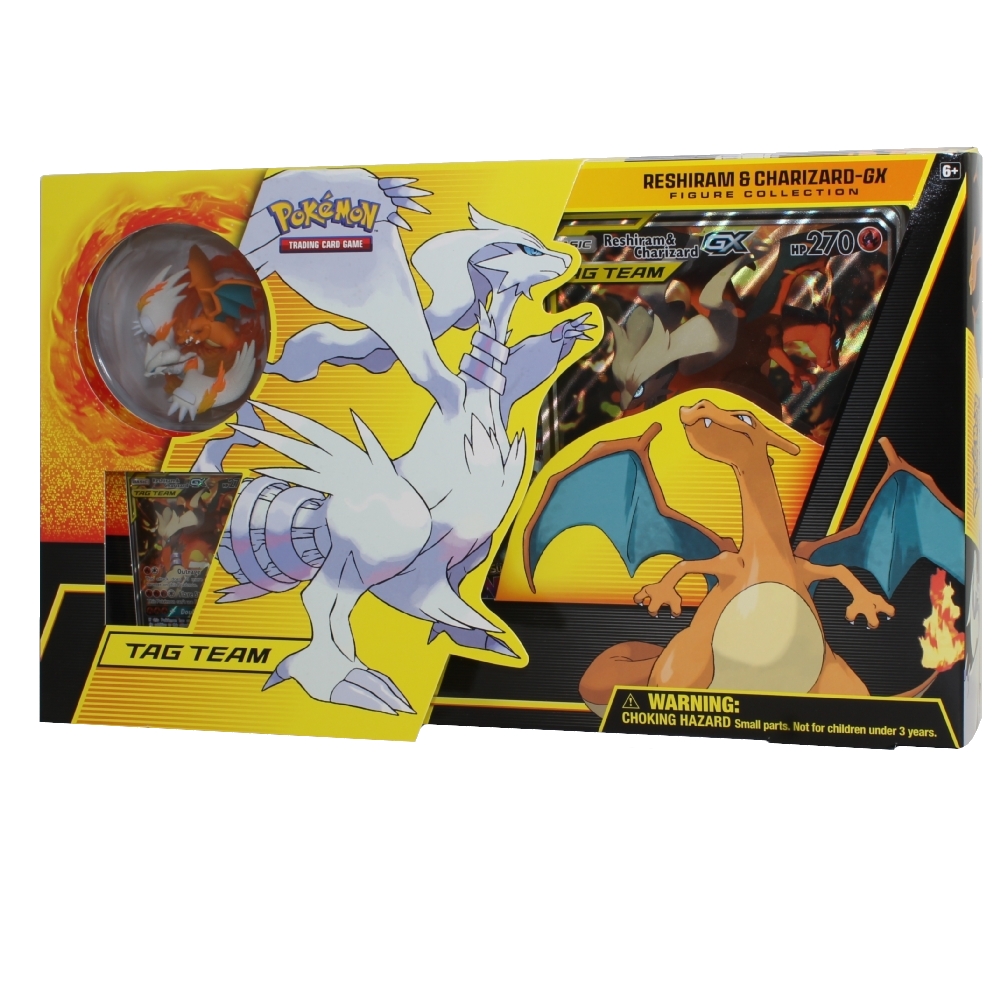Pokemon Cards - RESHIRAM & CHARIZARD-GX Tag Team BOX (Foils, Figure & Booster Packs)